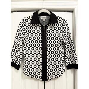 JOSEPH RIBKOFF Black and White Circles Mod Jacket Sz 12